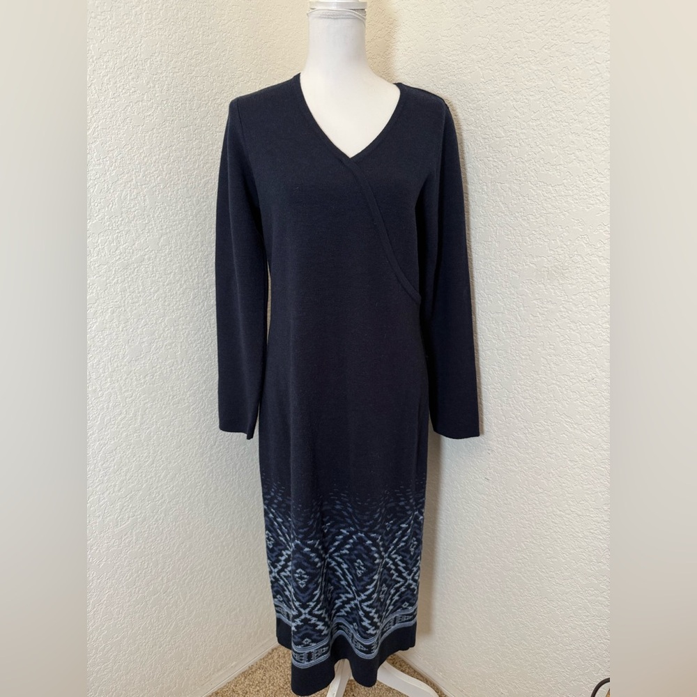 Pendleton Merino wool faux wrap sweater dress.‎ Large